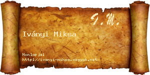 Iványi Miksa névjegykártya